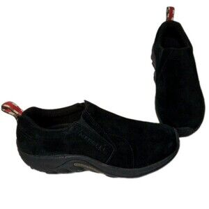 Merrell Womens Jungle Moc Slip On  Black Suede Sz 8.5 J60826 Casual Comfort EUC